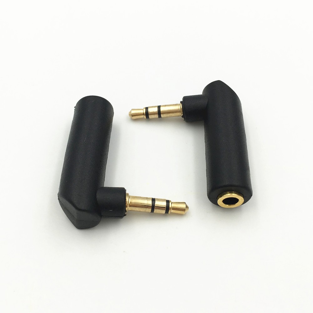 1 Buah Konektor Adaptor Jack Audio 3.5mm 3 Pole Male Bentuk L Warna Emas