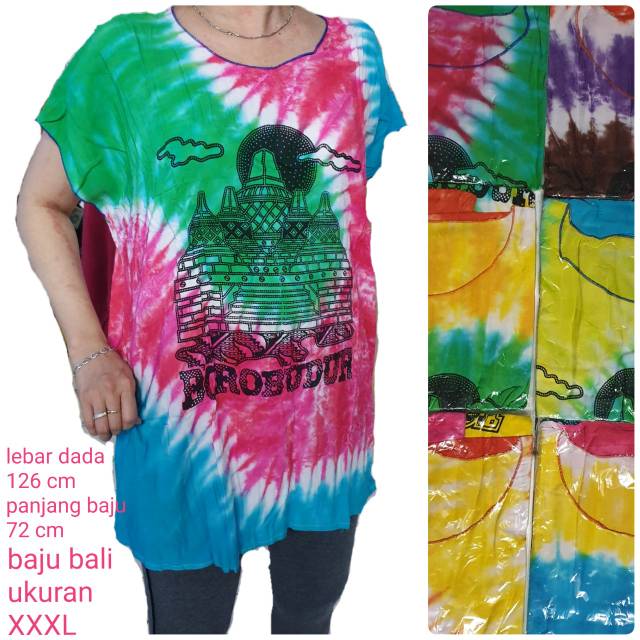 Tokoabelgrosir baju bali XXXL pelangi borobudur rayon naci leher