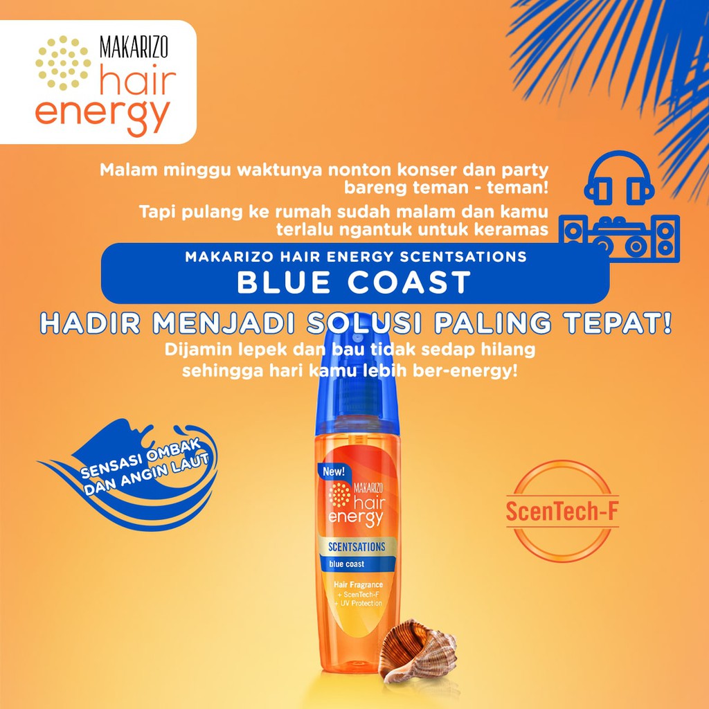 Makarizo Hair Energy Scentsations Hair Fragrance Blue Coast 100 mL Parfum Rambut / Minyak Wangi CO