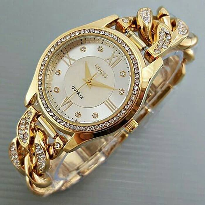 Jam Tangan Wanita Guess Kepang Gold Diamond
