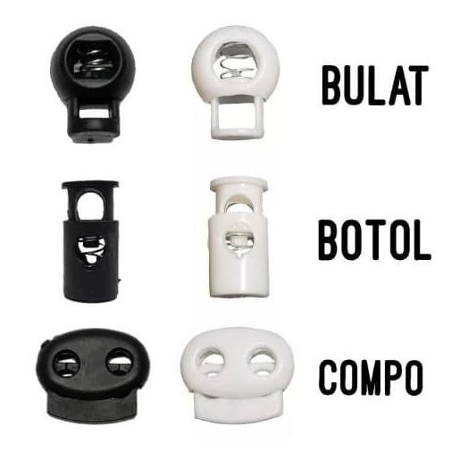 hanya disini] STOPPER TALI TAS SERUT / TALI KUR @500 PC Stopper Bulat / Botol / Comp