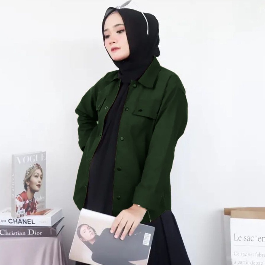 K7 Kemeja Wanita Oversize Jaket Semi Parka Wanita Baby Canvas