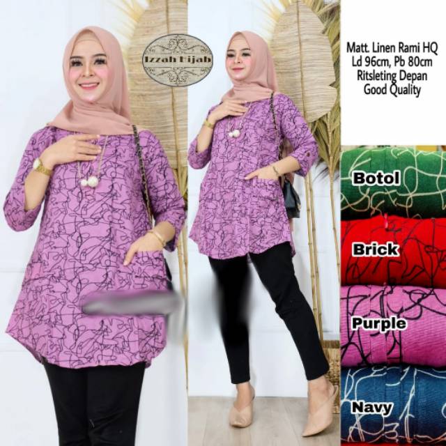  Atasan  Wanita  Dewasa  Juwita Blouse Fit L XL Linen Rami 