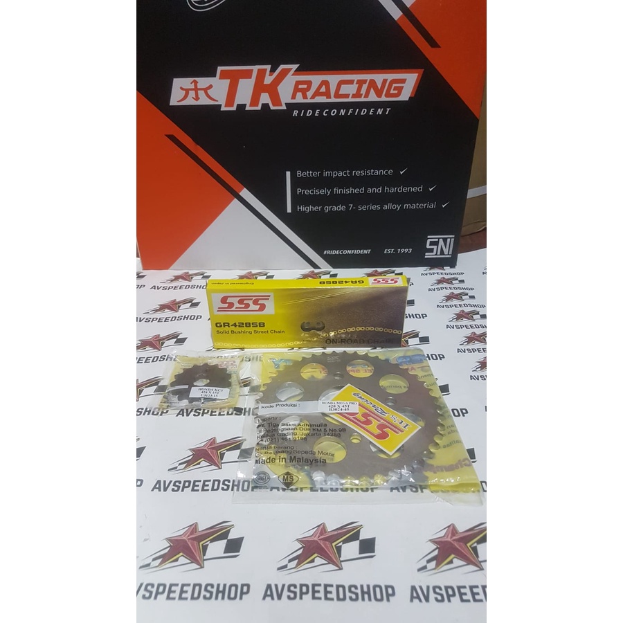 GIR GEAR SET SSS 428 HONDA TIGER & RANTAI TYPE SB 428 130 L GOLD