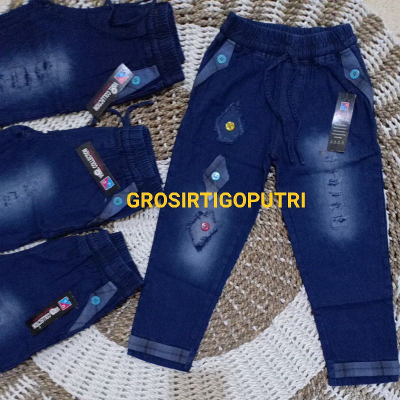 BAGGY PANTS JEANS ANAK KOMBINASI KANCING