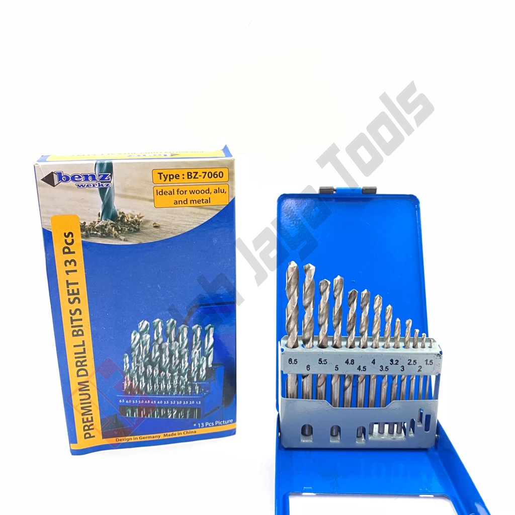 BENZ BZ-7060 Mata Bor Besi Set 13 pcs HSS 1 - 6.5 mm Drill Bit  Set