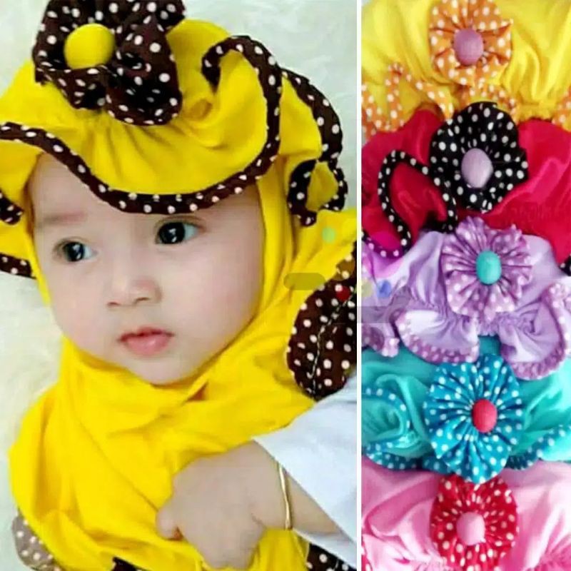 Hijab kids polka (topi bs di lepas)