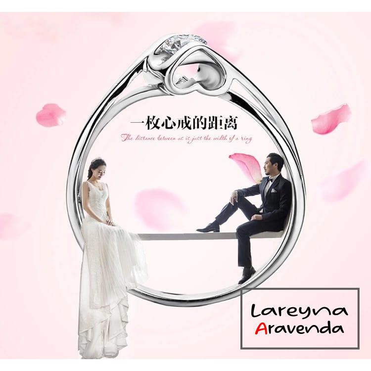 Lareyna Aravenda Cincin Wanita S925 Korea Kiss Of Angel Crystal CC004