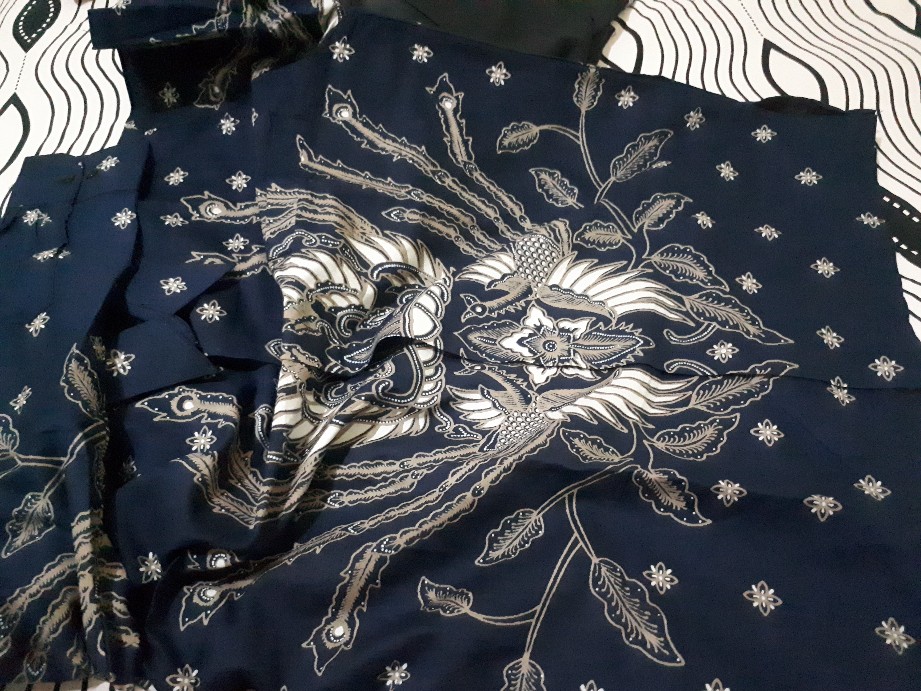 Arfana Navy 2 Atasan Kemeja Batik Pria Lapis Furing Premium Lengan Panjang Batik Rafanda Solo