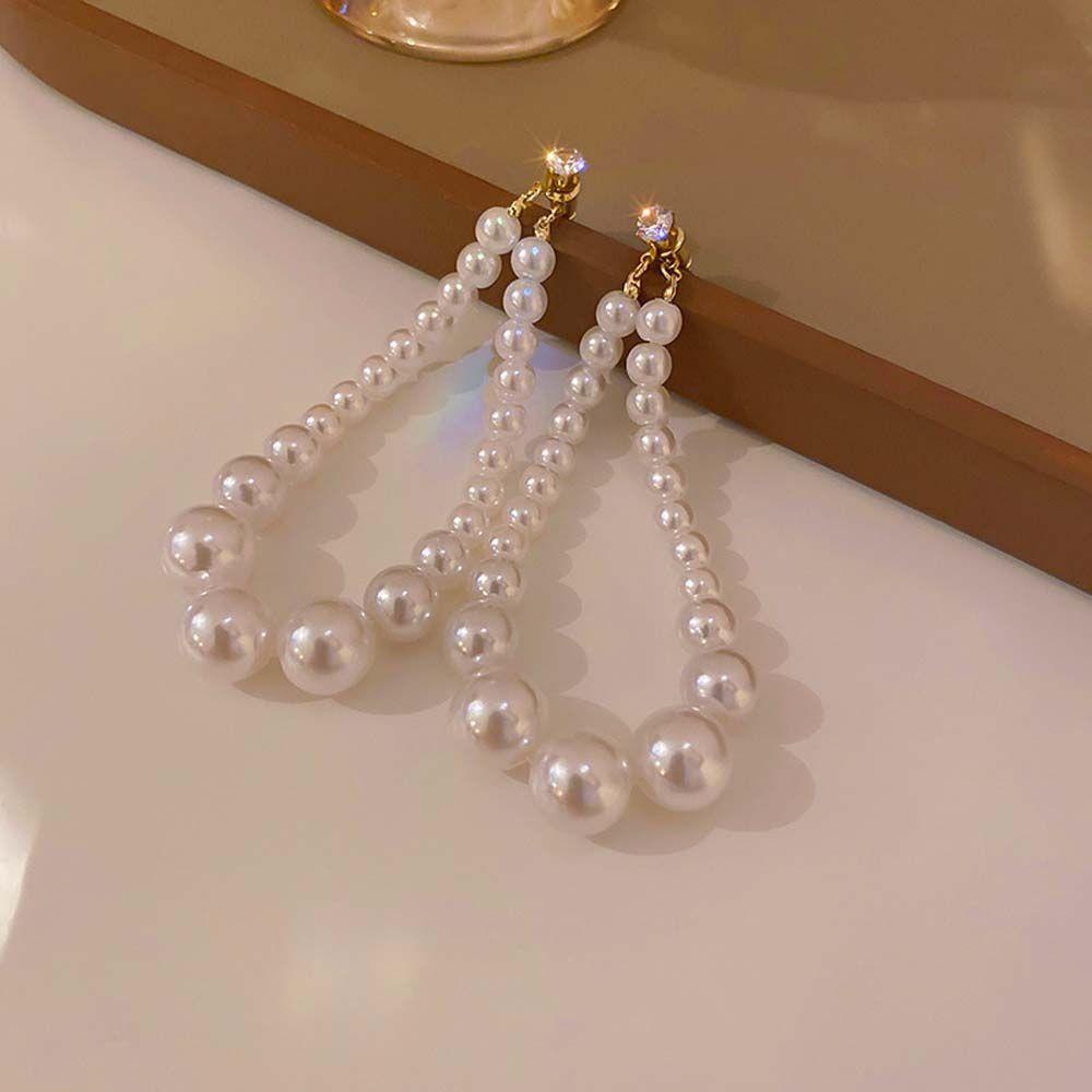 Mxbeauty Menjuntai Anting Trendi Elegan Mutiara Imitasi Hadiah Gadis Berlian Geometris Anting Korea