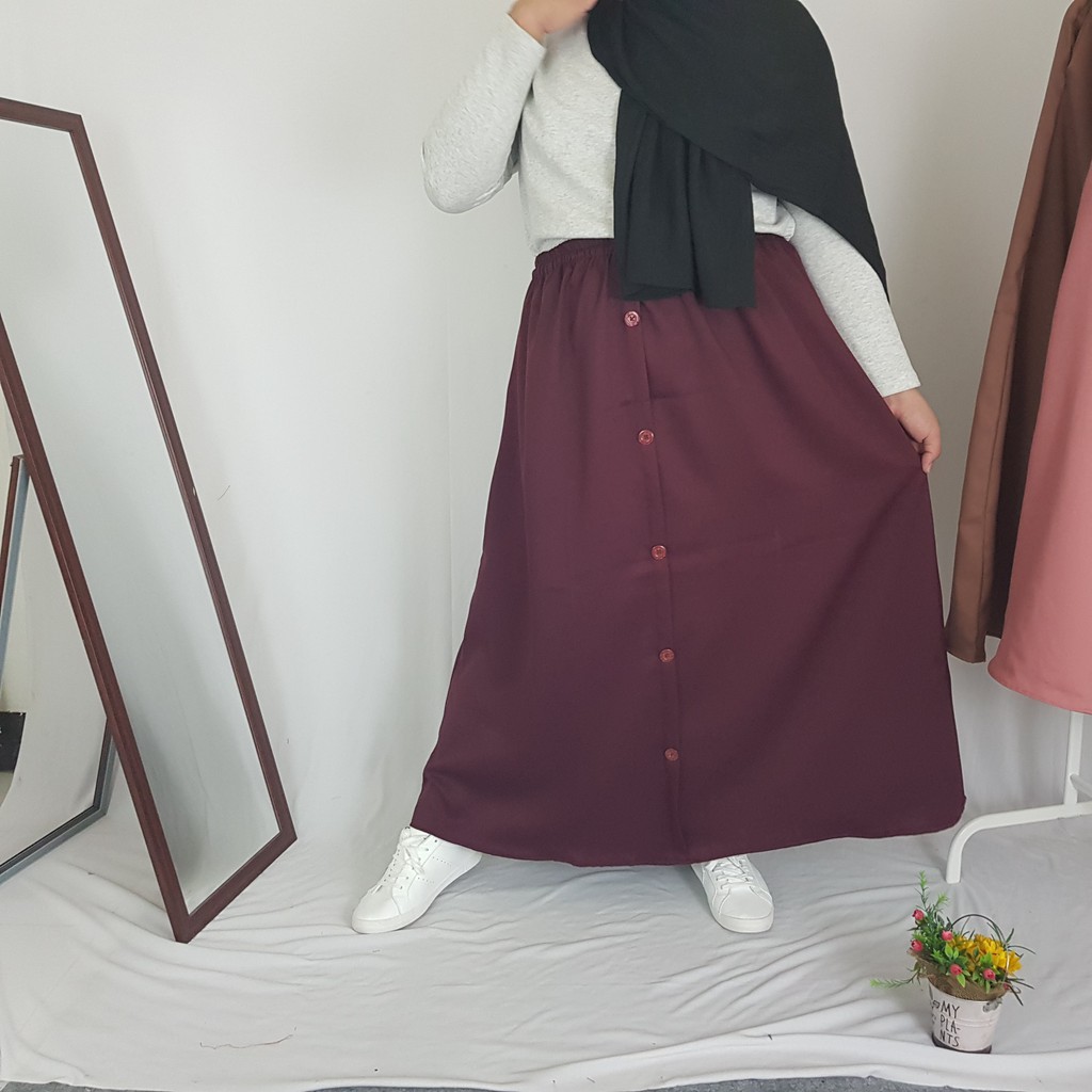 [BIGSIZE/JUMBO] ROK JUMBO MOSCREPE / WOLLYCREPE -KANCING - PANJANG POLOS - MUSLIMAH