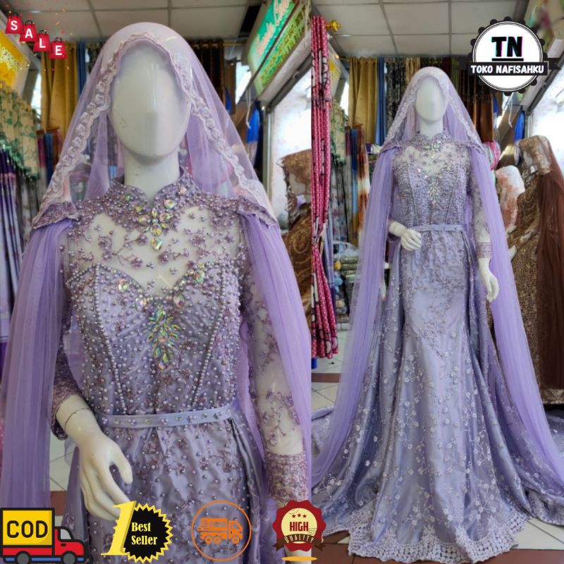 GAUN PENGANTIN AKAD NIKAH | KEBAYA PENGANTIN AKAD FULL PAYET BAJU PENGANTIN MODERN | GOWN PENGANTIN