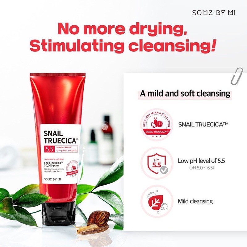 Some By Mi Snail Truecica Miracle Repair Low pH Gel Cleanser 100ml / 30mL