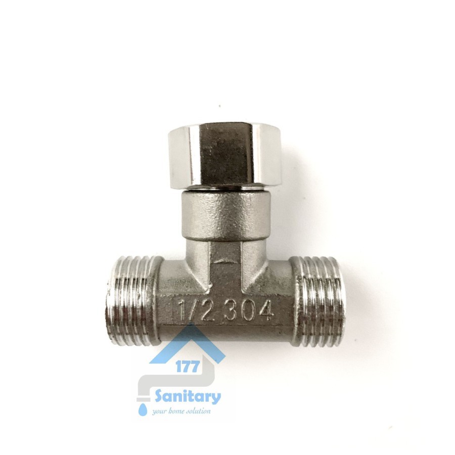 Nepel Tee Ring putar Sambungan pipa 1/2 inch - Nepel T Tee Fitting Sok Sambungan Kran ST.304 TS18