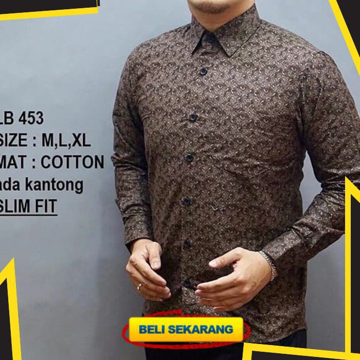 LB453 KEMEJA BATIK PRIA SLIM FIT MEWAH UNIK BAJU BATIK PRIA BEST SELLER