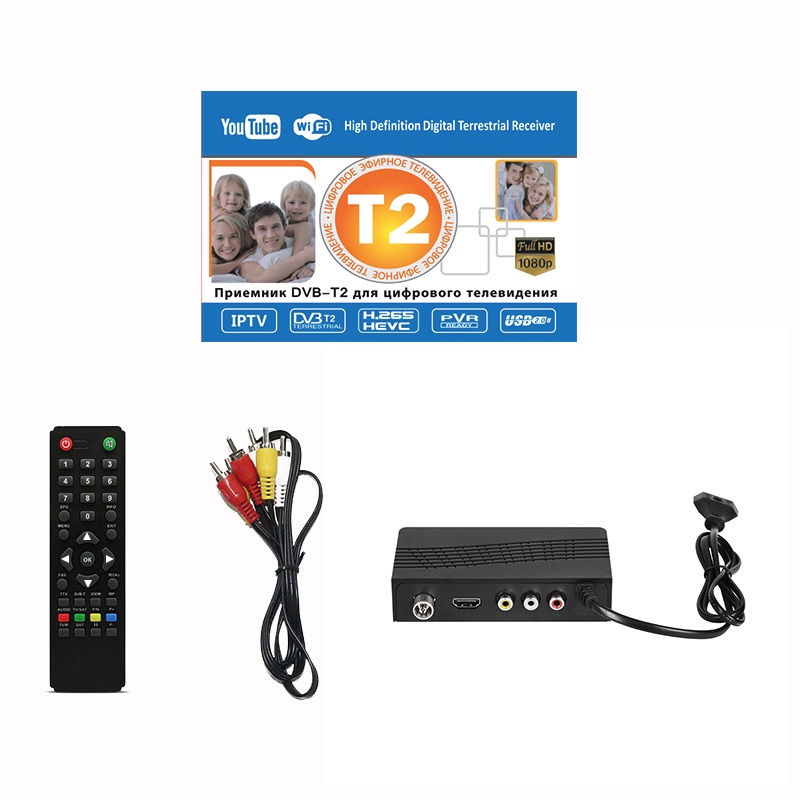 Taffware Digital Satellite TV Tuner Box Receiver Youtube H.265 1080P DVB-T2 - Black - 7RMP0JBK