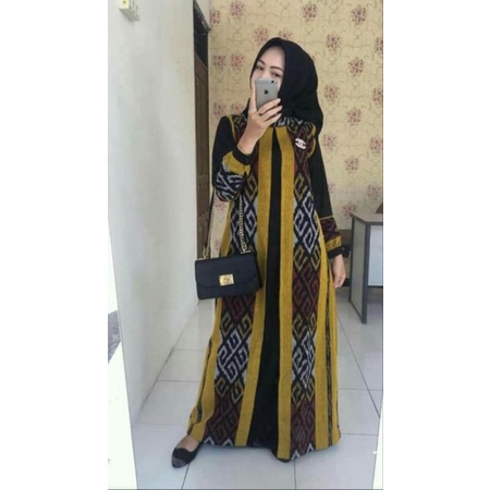 Gamis Tenun model cardigan