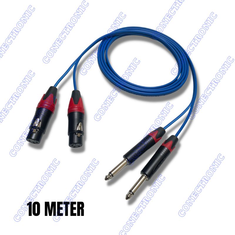 kabel 2 jack akai mono to 2 canon xlr female audio microphone 10 meter