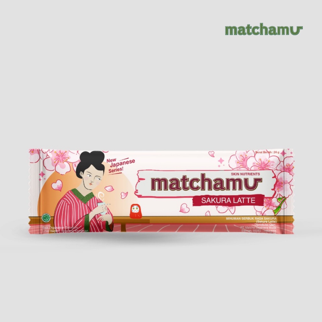 MATCHAMU Latte 24g Sachet - Matcha / Hojicha / Sakura / Kinako / Black Sesame - Minuman Superfood