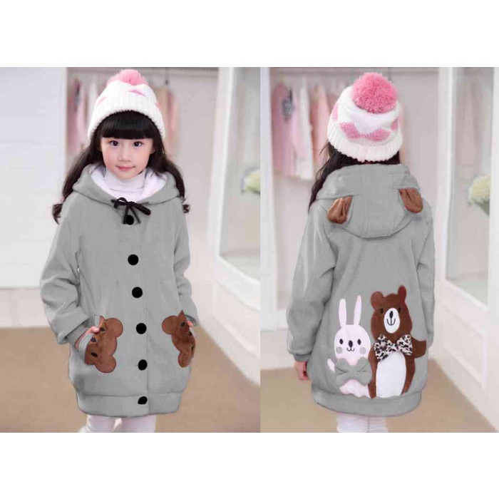 JAKET CUTE BUNNY Jacket Baju Outer Outwear Jeket Coat Fashion Anak Perempuan Wanita Cewek Usia 4-6 T