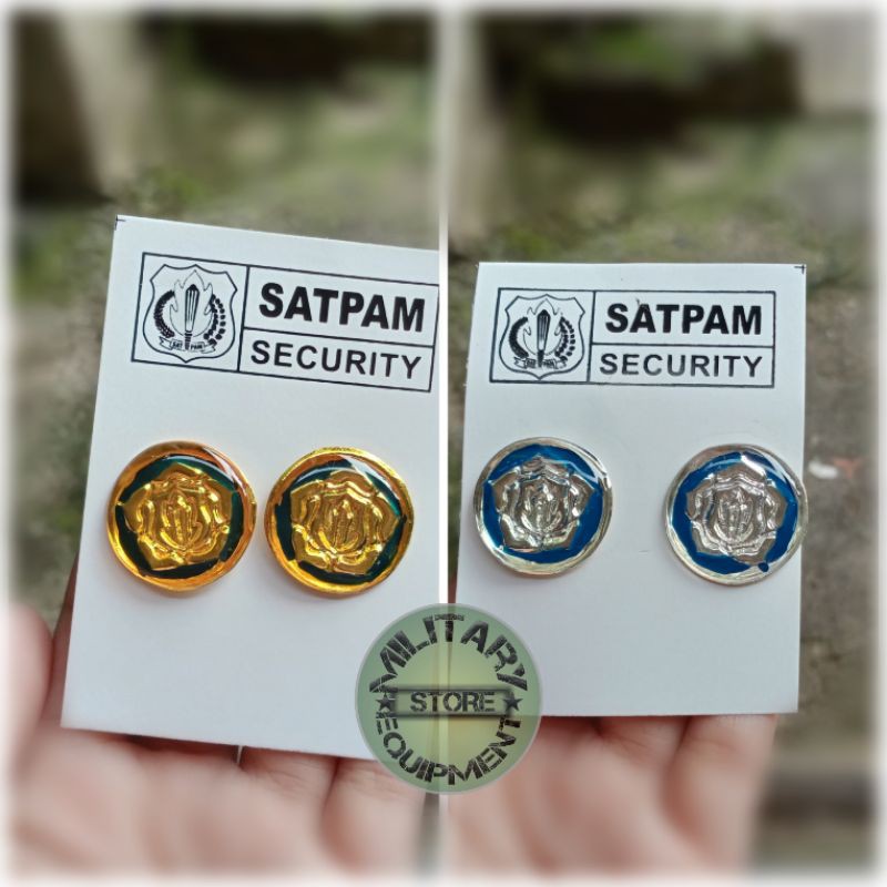 ATRIBUT PIN MONOGRAM SATPAM PUTIH KUNING