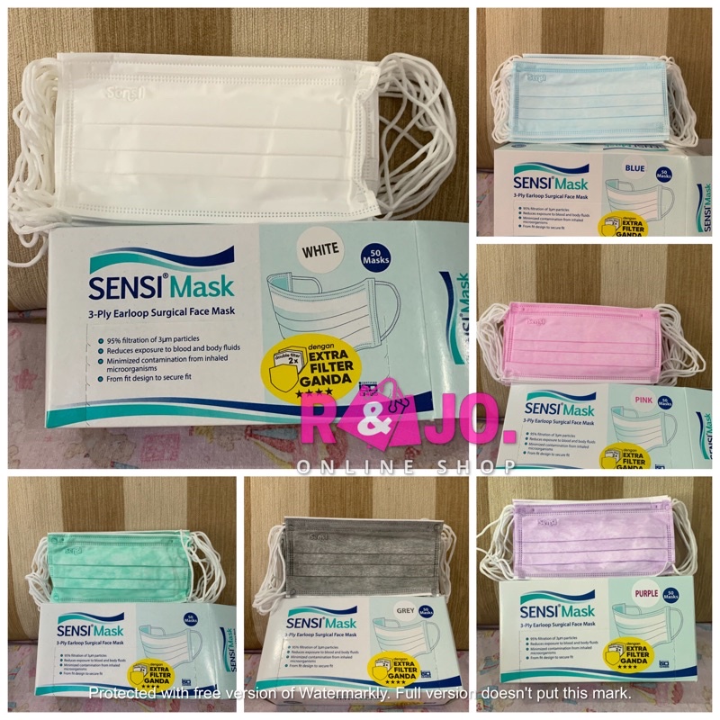 MASKER SENSI EARLOOP ISI 50 pcs SURGICAL FACE MASK WARNA ABU ABU