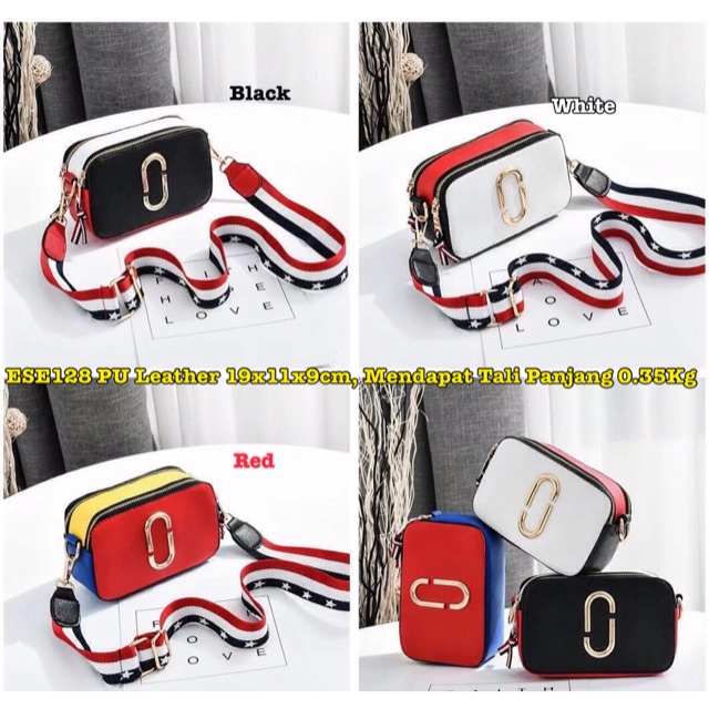 ESB2301// SP7025 Tas Import Selempang Mini Paper Clip Stripe MJ SNAPSHOT Tas Wanita Tas Batam