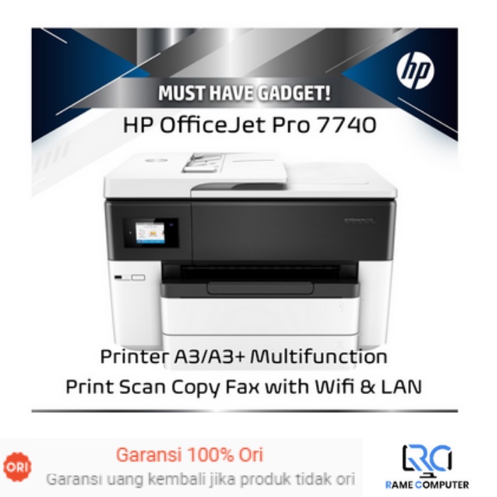 Printer HP OfficeJet Pro 7740 OJ7740 A3 Print Scan Copy Fax Garansi Resmi