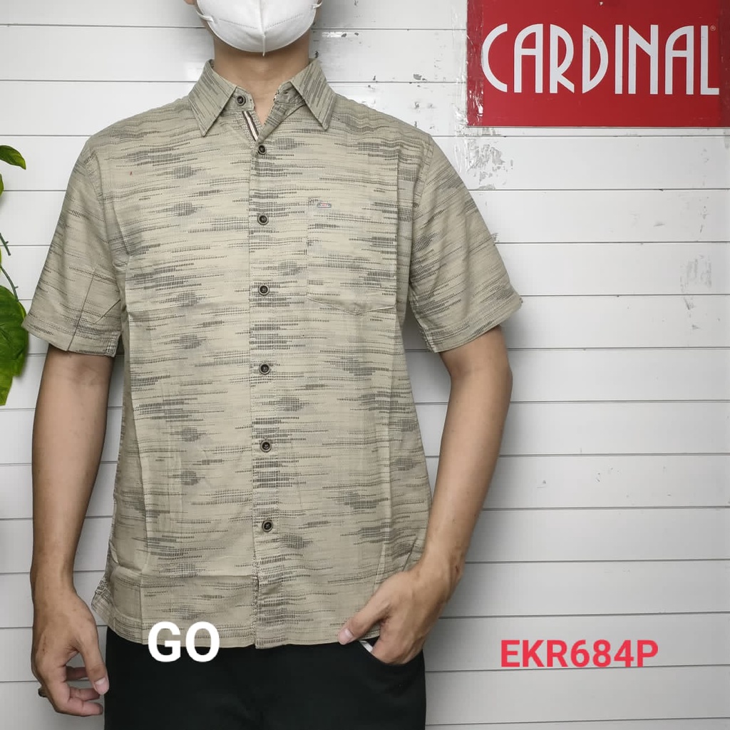 gof XR1 M CARDINAL KEMEJA CASUAL Pakaian Atasan Pria Kemeja Reguler Hem Casual Santai Lengan Pendek