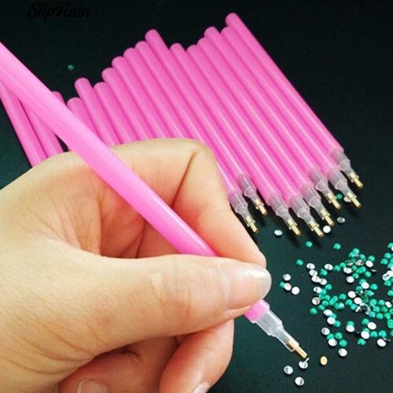 Pen picker acc rhinestone pink / pen stick magnet aksesoris kuku