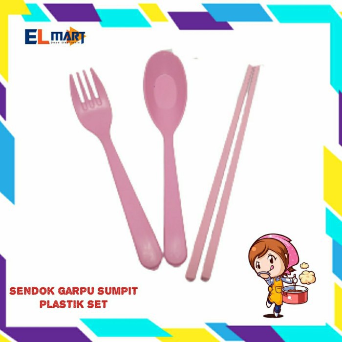 Elmart Sendok Garpu Sumpit Plastik Cutlery Travel Set