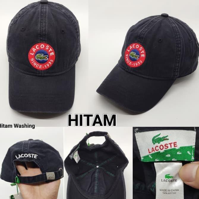Barang Berkualitas Topi Lacoste original Unisex Cewek-Cowok - Hitam STOK TERBATAS
