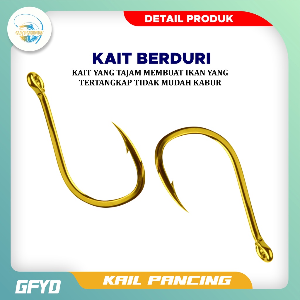 Catchfis - Kail Pancing Gold 25 pcs High Carbon Steel Barbed Fishing Hook Tackle Kail GFYD-4