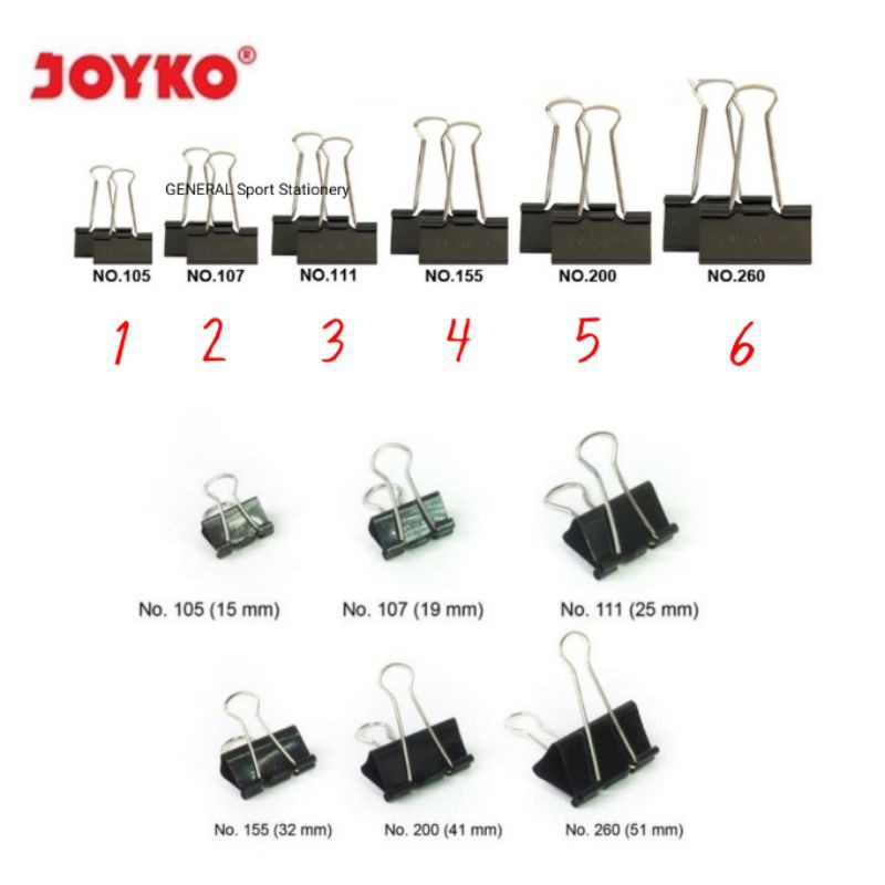 

Binder Clip JOYKO 105/107/111/155/200/260