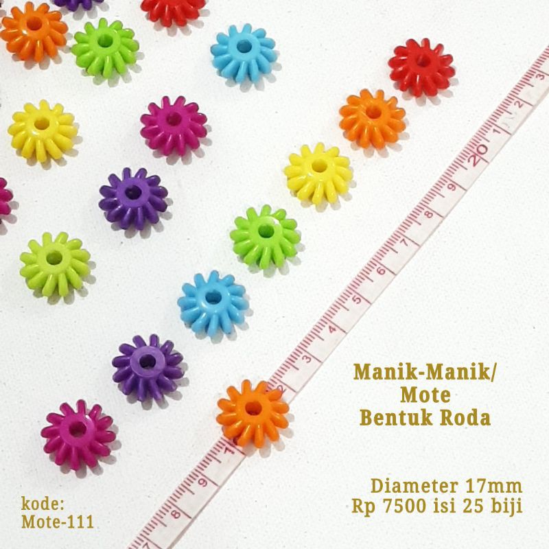 Manik-Manik / Mote Bentuk Roda 17mm / warna Pelangi  isi 25 biji