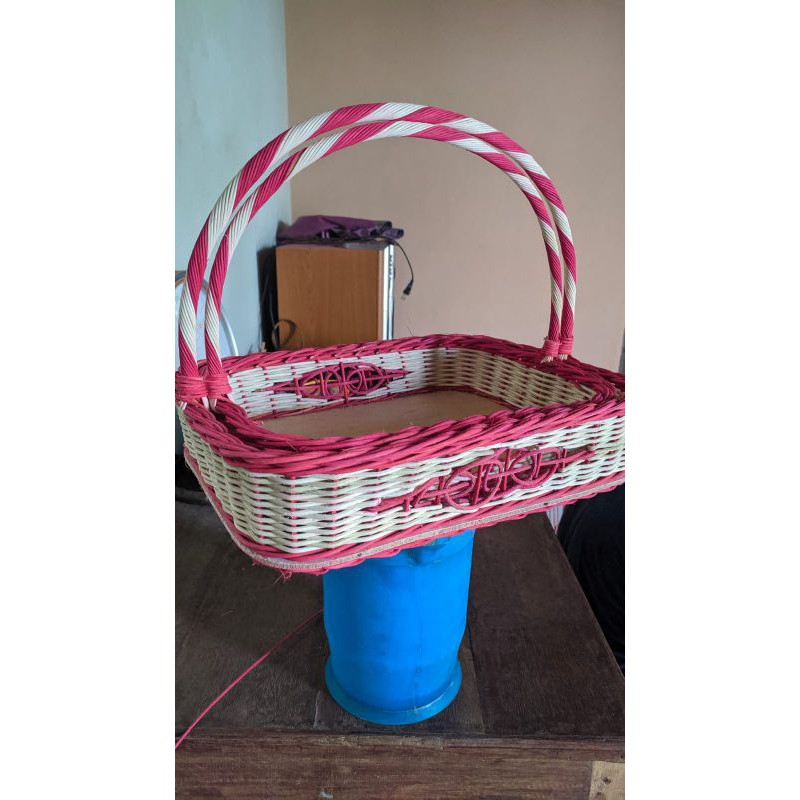 (1set isi 2pcs) parcel keranjang buah rotan