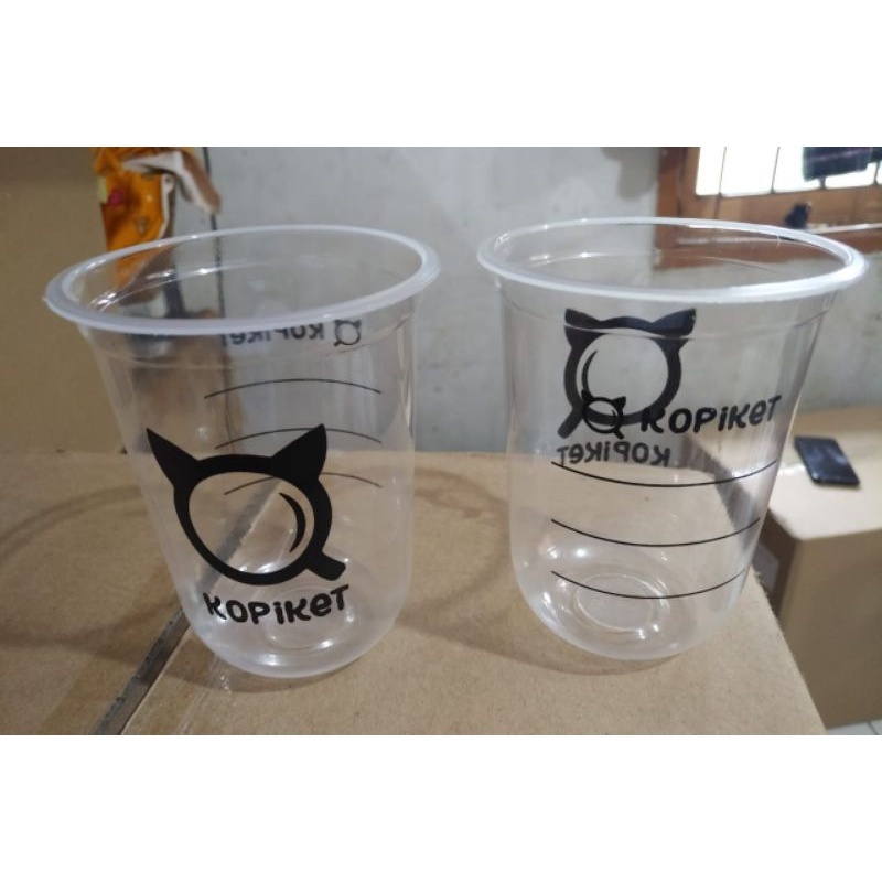 sablon cup plastik 16 Oz oval 7gr