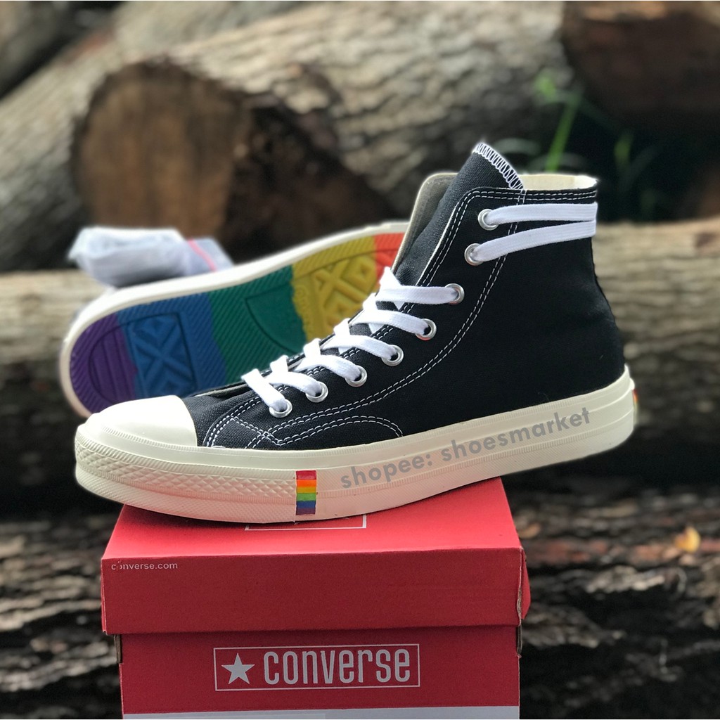 SEPATU CONVERSE 70S HIGH X RAINBOW BLACK WHITE ALL STAR CHUCK TAYLOR OBRAL MURAH