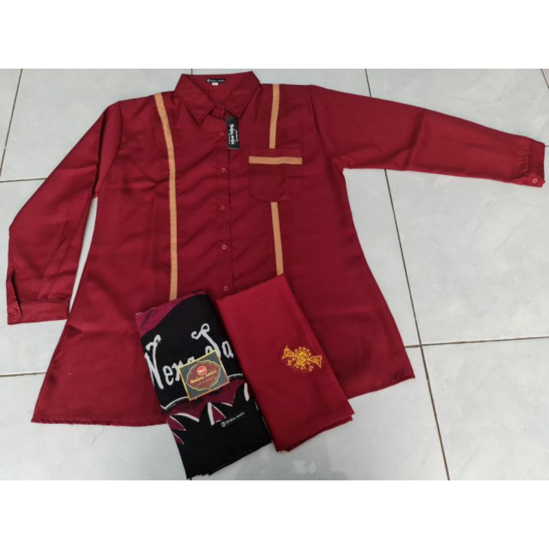 Baju Santriwati Setelan baju sarung krudung santriwati