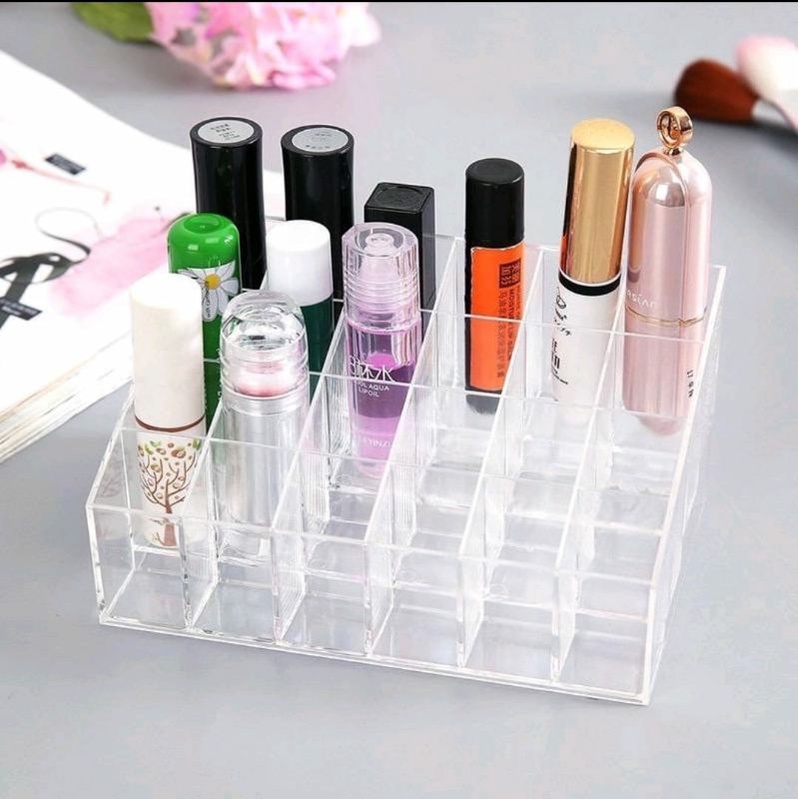 TEMPAT LIPSTIK KUTEK PARFUM RAK KOSMETIK AKRILIK MULTIFUNGSI KOTAK MAKE UP LIPSTIC ORGANIZER ACRYLIC