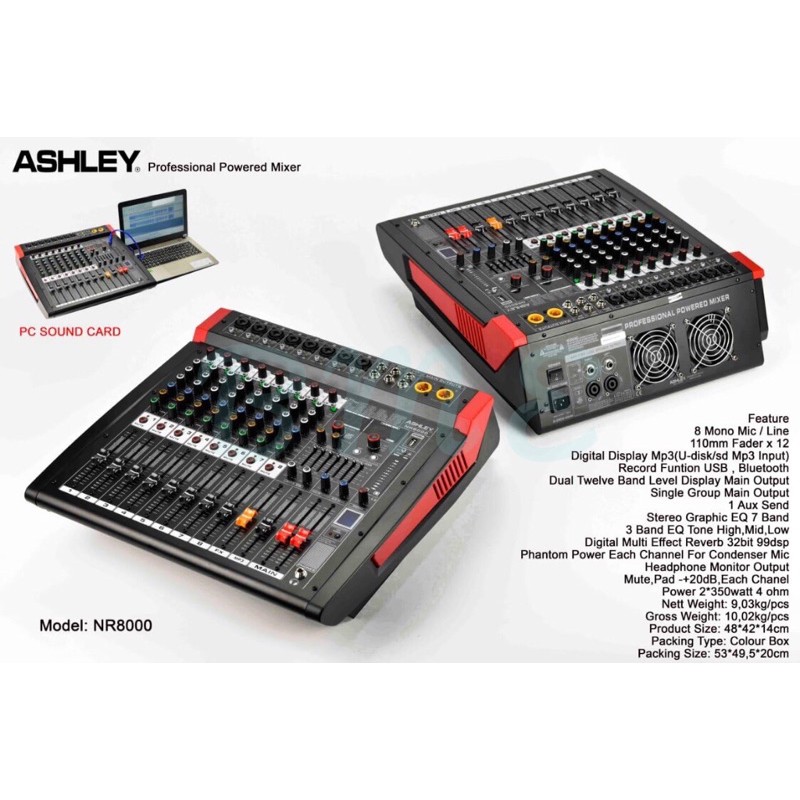 Power Mixer ASHLEY NR8000 8 Channel ORIGINAL