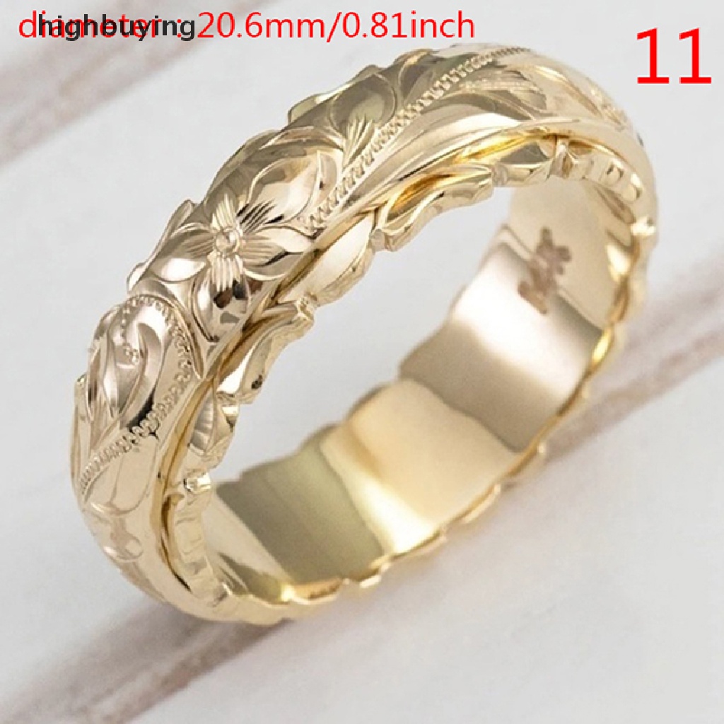 Hbid Cincin Lapis Emas 14k Motif Ukir Bunga Untuk Hadiah Anniversary Wanita