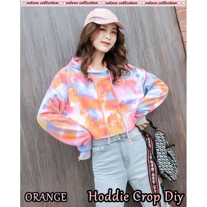 Hoddie crop diy WN SWEATER HOODIE CROP DIY TIE SWEATER KEKINIAN SWEATER JUMBO WANITA TIE DIY