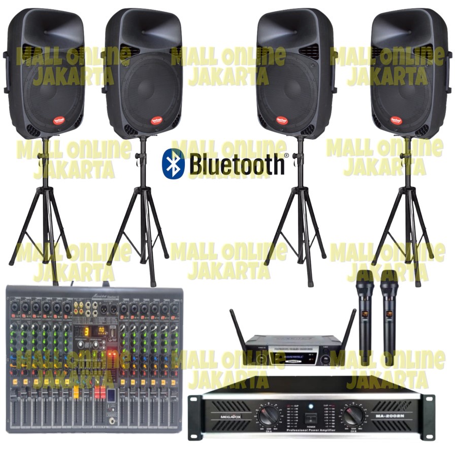 Paket speaker baretone 15 inch mixer 12 channel power outdoor lapangan