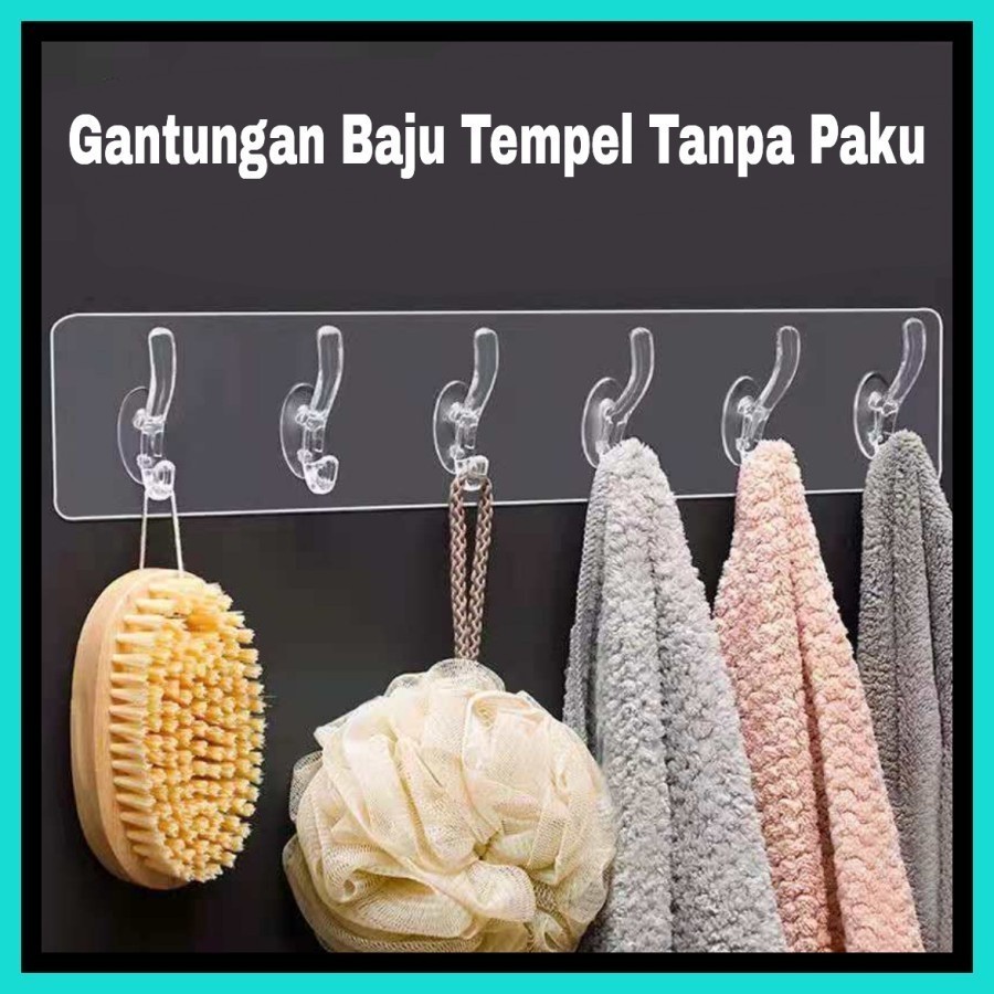 BUY 1 GET 1 Premium Hook Adhesive Hanger Gantungan Perekat 5 Pengait