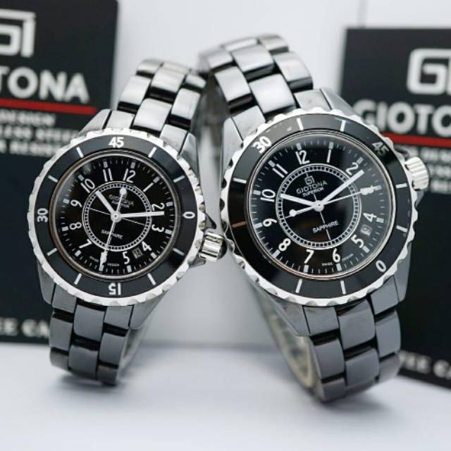 JAM TANGAN COUPLE GIOTONA 9100 SILVER BLACK.ORIGINAL