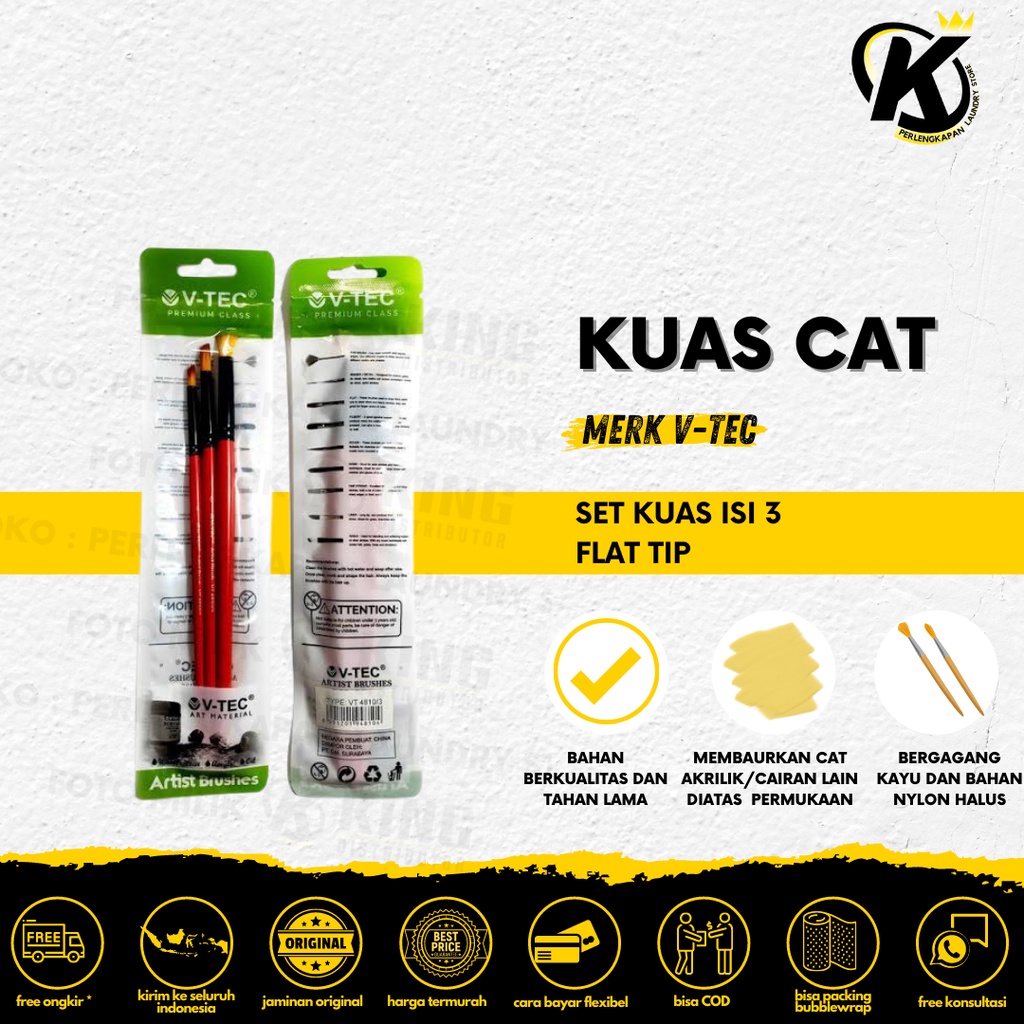 

V-Tec Artist Brush | Kuas Cat Lukis Set Isi 3