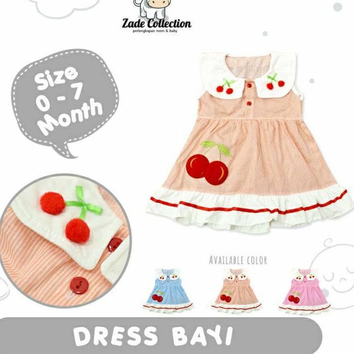 dress bayi Planet kidz baju anak 0 -12bln rok anak perempuan newborn Pakaian Bayi cerry