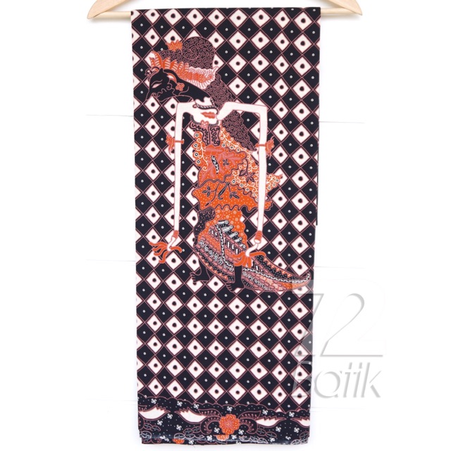 BAHAN BATIK PREMIUM Katun Motif Wayang Warna Hitam Putih Orange Oranye Oren 724333 Cap 72 Jarik Jarit Samping Kebat Panjang Batik Katun Modern Premium Bahan Seragam Batik Pernikahan Kantor Keluarga Murah Kamen Jadi Batik Bali Lembaran