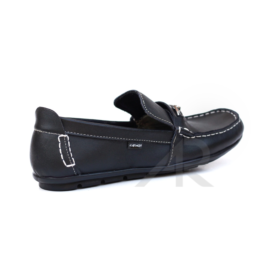 Sepatu Slip On Casual Mocasin Kantor Pantofel Formal Kerja Dinas Pesta ARARMOR Kulit Asli Pria Warna Hitam